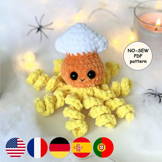 Candy Corn Squid CROCHET PATTERN - No Sew