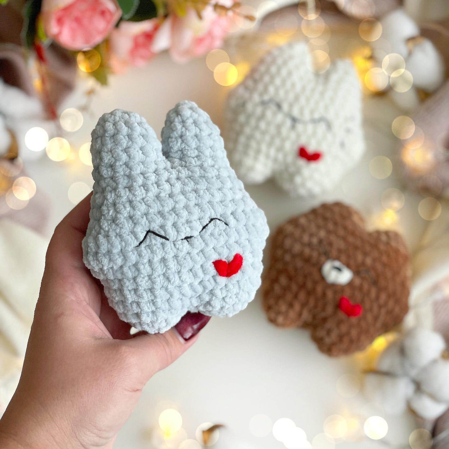 Bunny, Bear, Cat Crochet Patterns 3-in-1 - No Sew