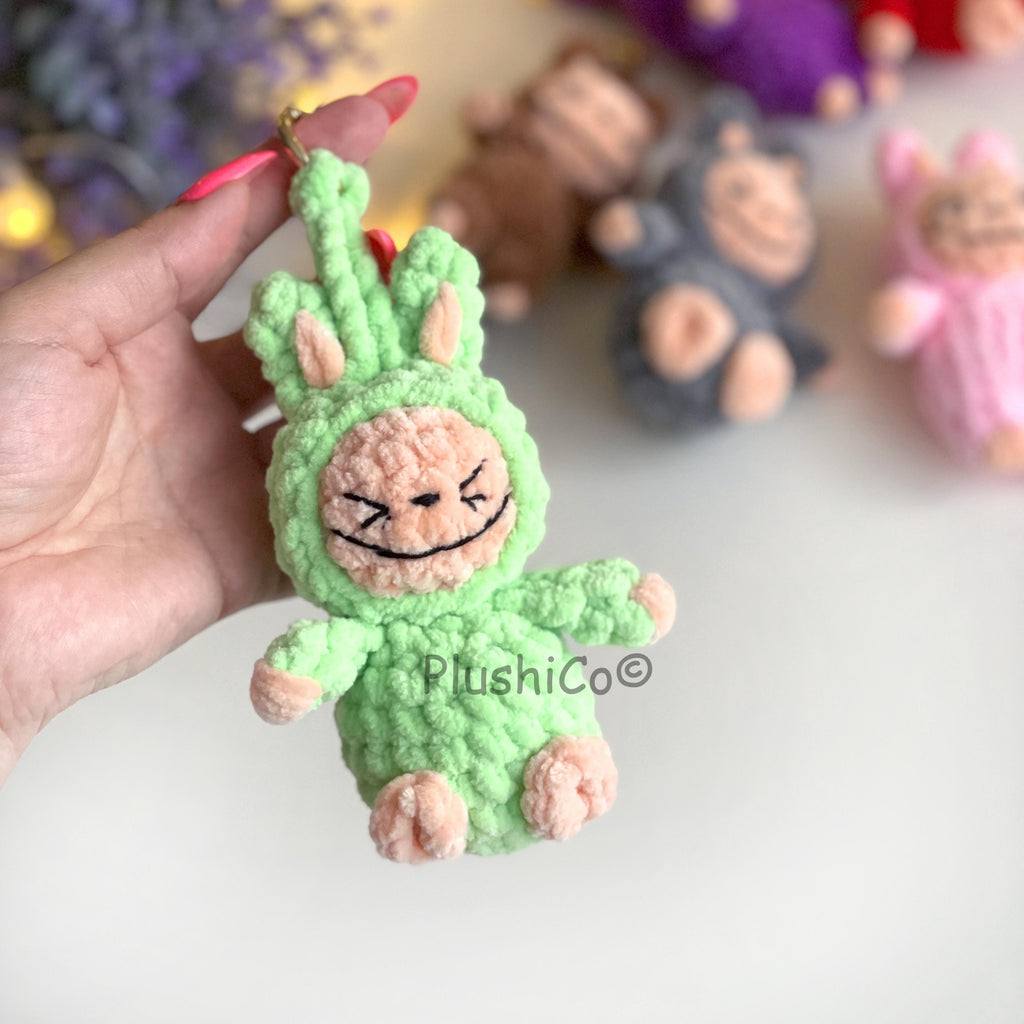 Smiling Bunny Keychain Labubu Pattern