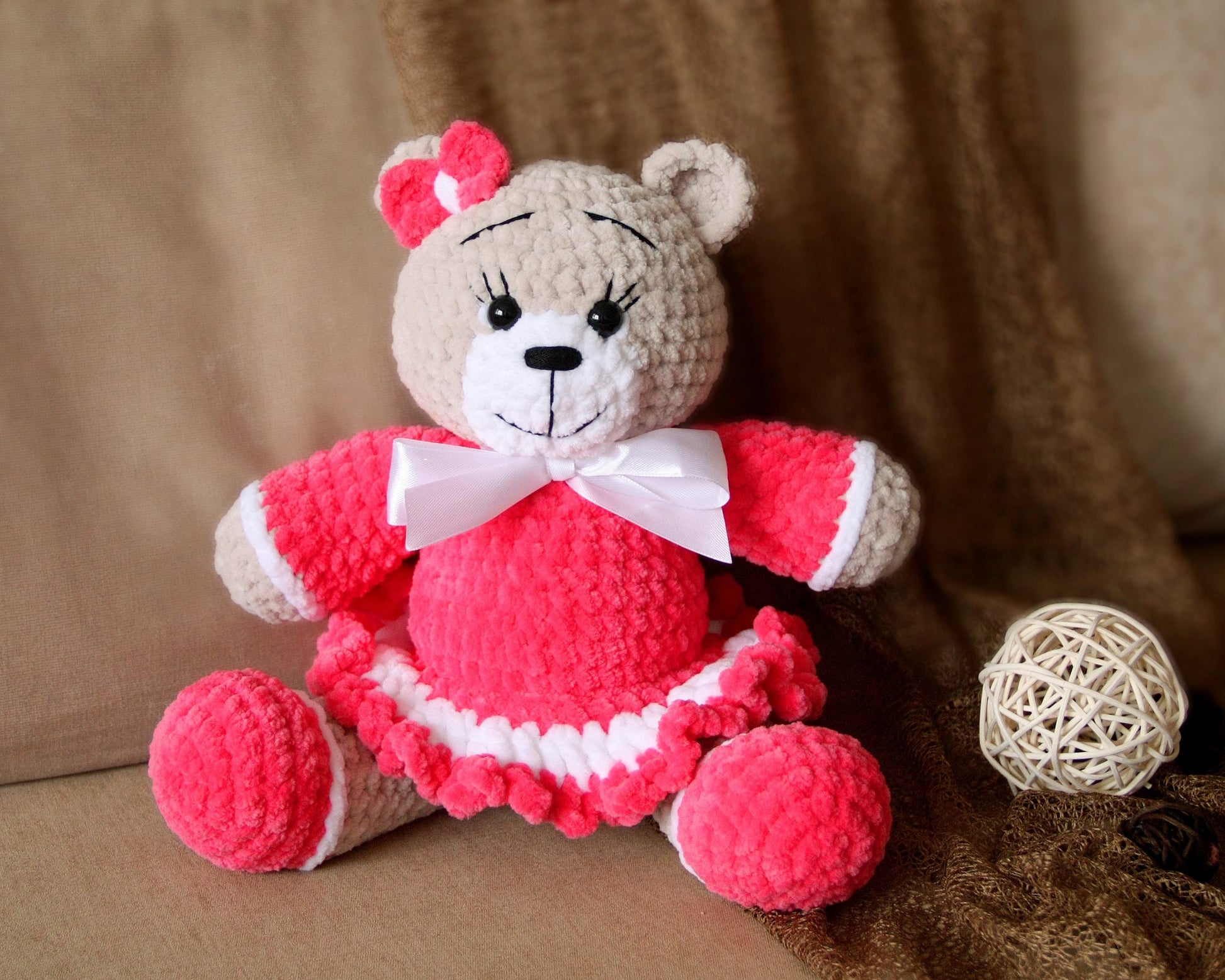 Crochet Bear PATTERN, Amigurumi Animals Plushie, Cute Baby Girl Toy