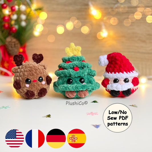 Crochet Christmas Patterns 3-in-1, Low/No Sew