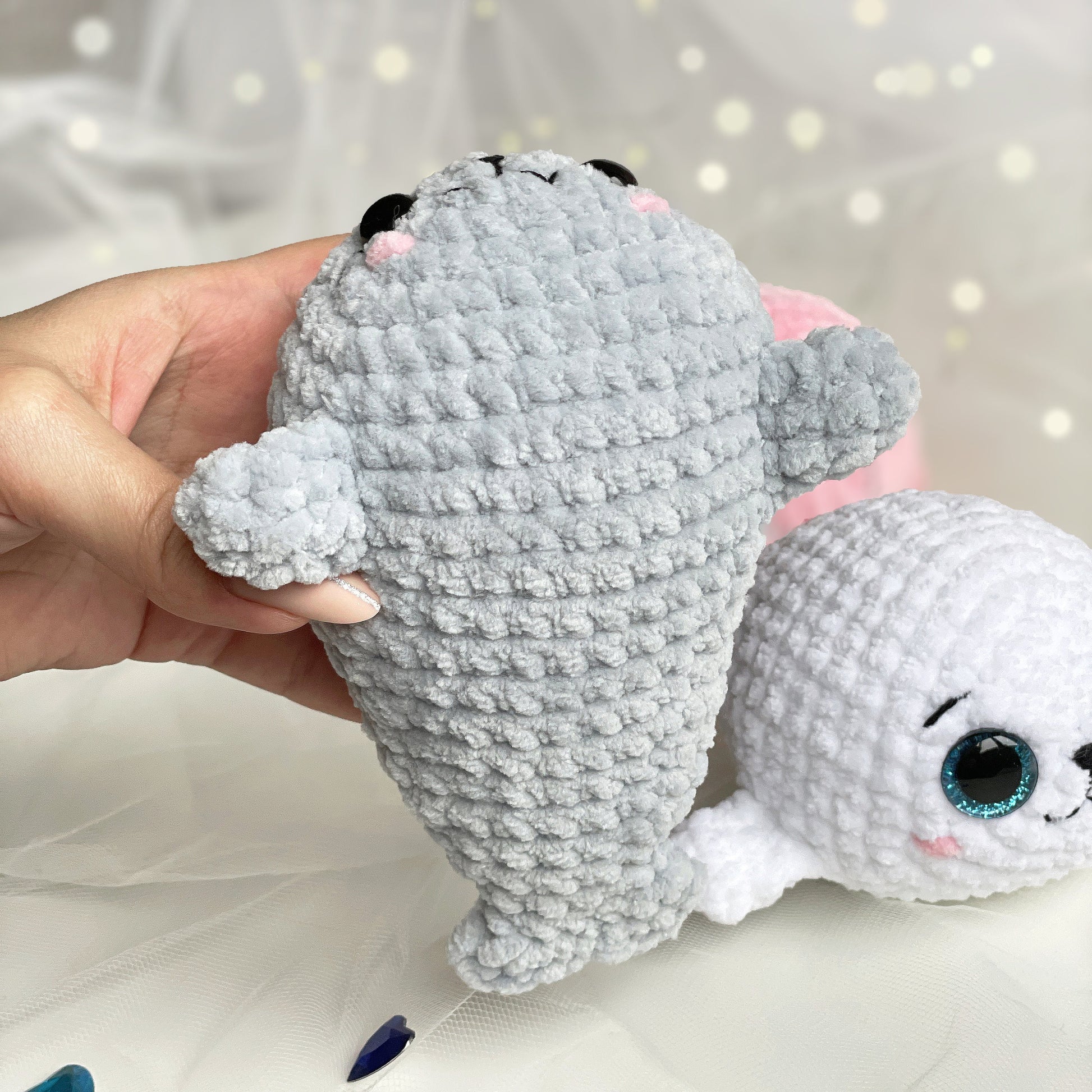 Seal CROCHET PATTERN, Amigurumi Low-Sew Manatee, Easy Plush Animal Toy, Beginner Tutorial PDF, Cute Sea Plushie, Instant Digital Download