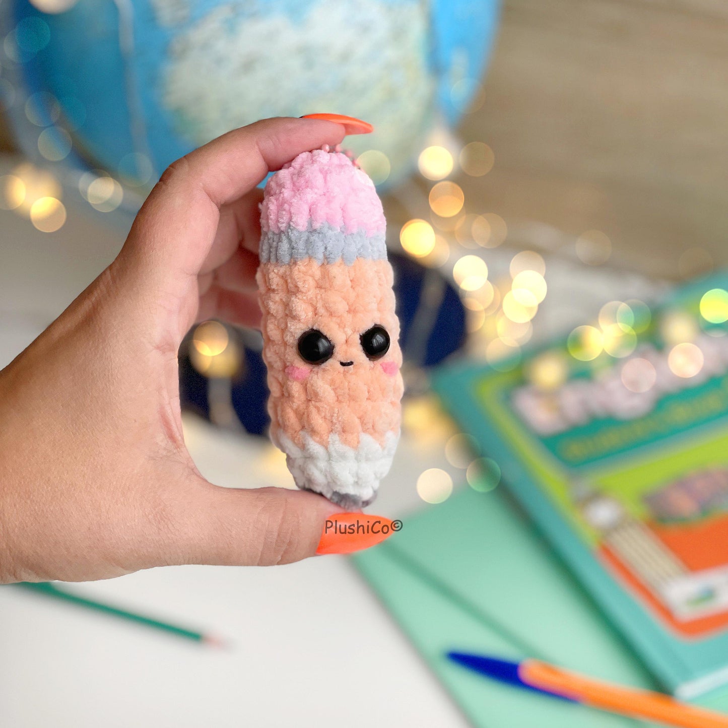 Pencil Crochet Pattern Keychain - No Sew