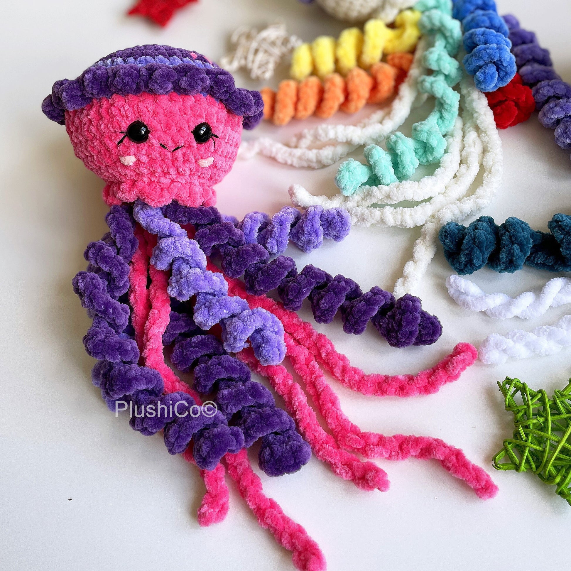 Jellyfish CROCHET PATTERN, No SEW Amigurumi, Plush Kawaii Under the sea creature, Cute Baby Animal  Toy, Easy Pdf Tutorial for Beginners