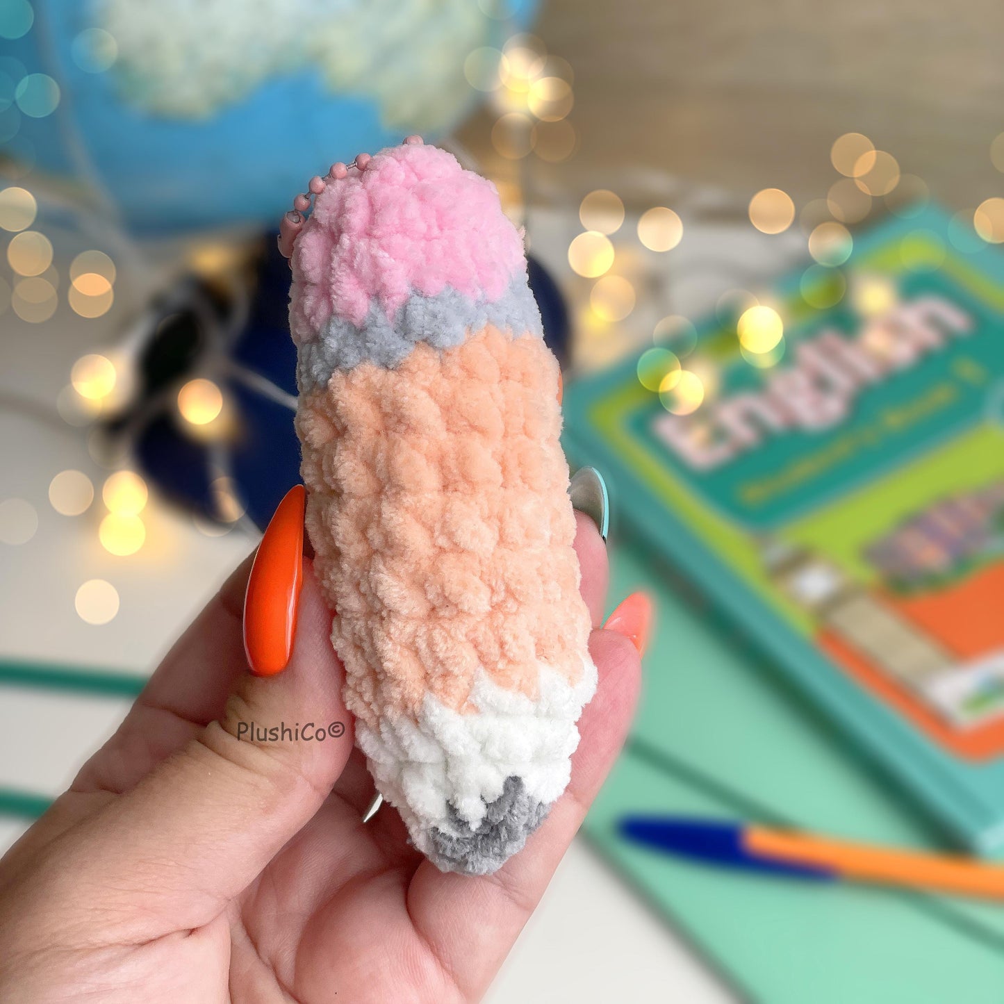Pencil Crochet Pattern Keychain - No Sew
