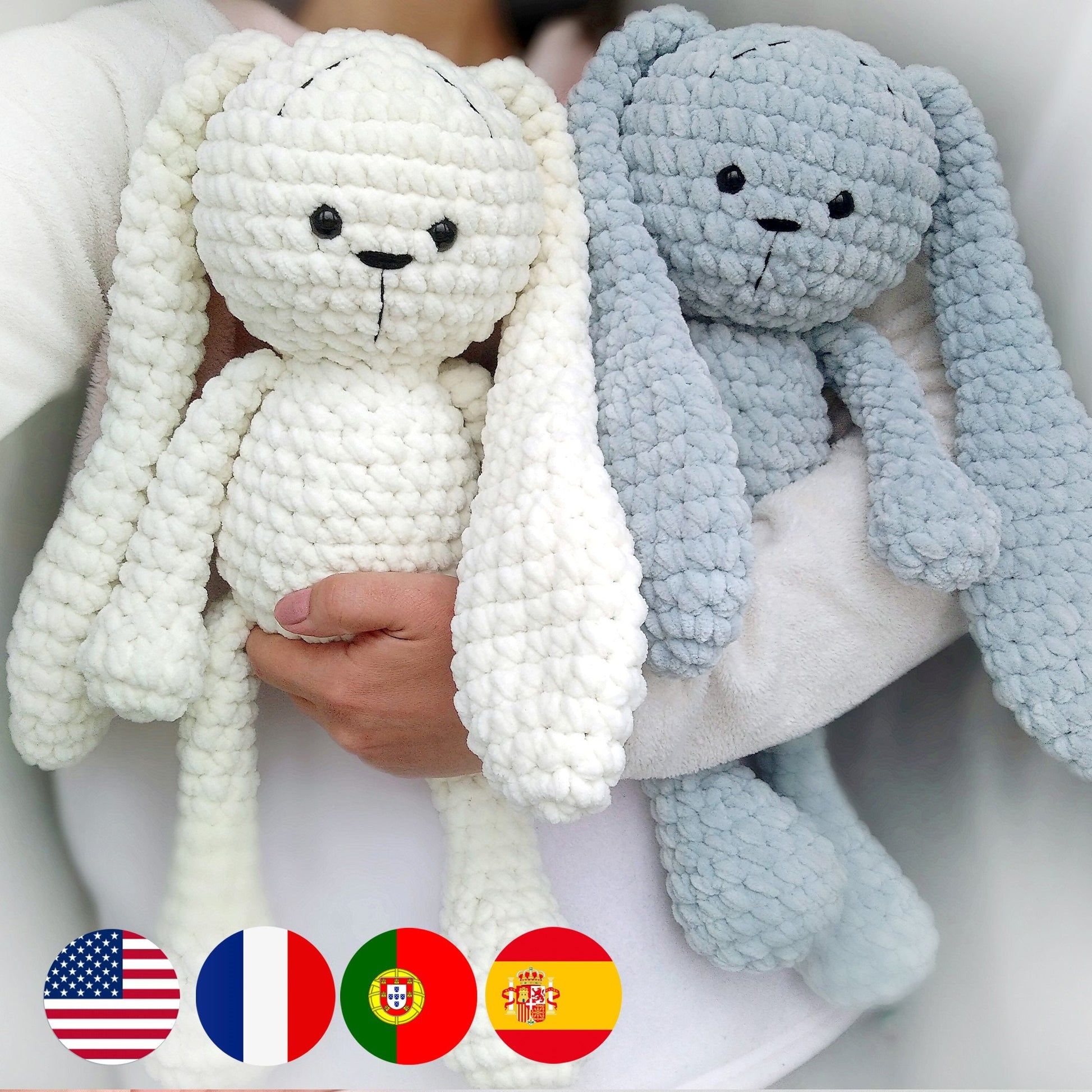 Bunny CROCHET PATTERN, Large Easter Rabbit, Chunky Plush Amigurumi Giant Baby Toy, Easy PDF Tutorial, Beginner-Friendly Huge Bunny Pattern