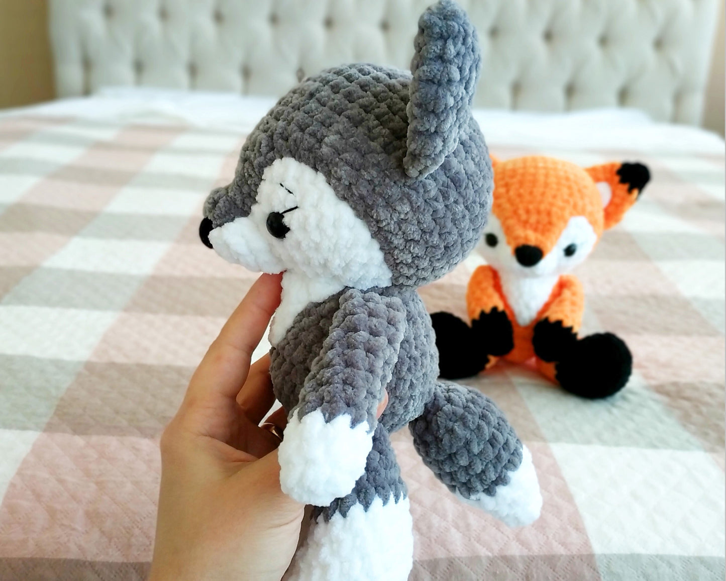 Wolf & Fox CROCHET PATTERNS, Amigurumi Woodland Animals PDF, Cute Plushies, Stuffed Baby Toy Tutorial, Chunky Plush Yarn Nursery Decor