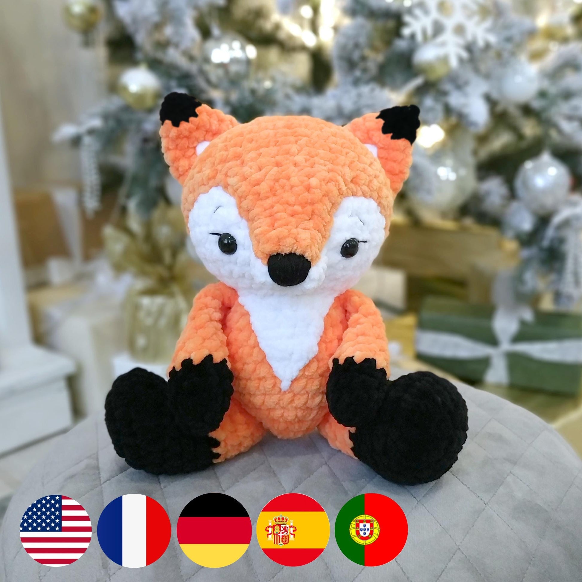 Fox Crochet PATTERN, Amigurumi Woodland Animals, Stuffed Plush Toy, Chunky yarn PDF, Nursery Decor Plushie, Baby Shower Handmade Gift Idea