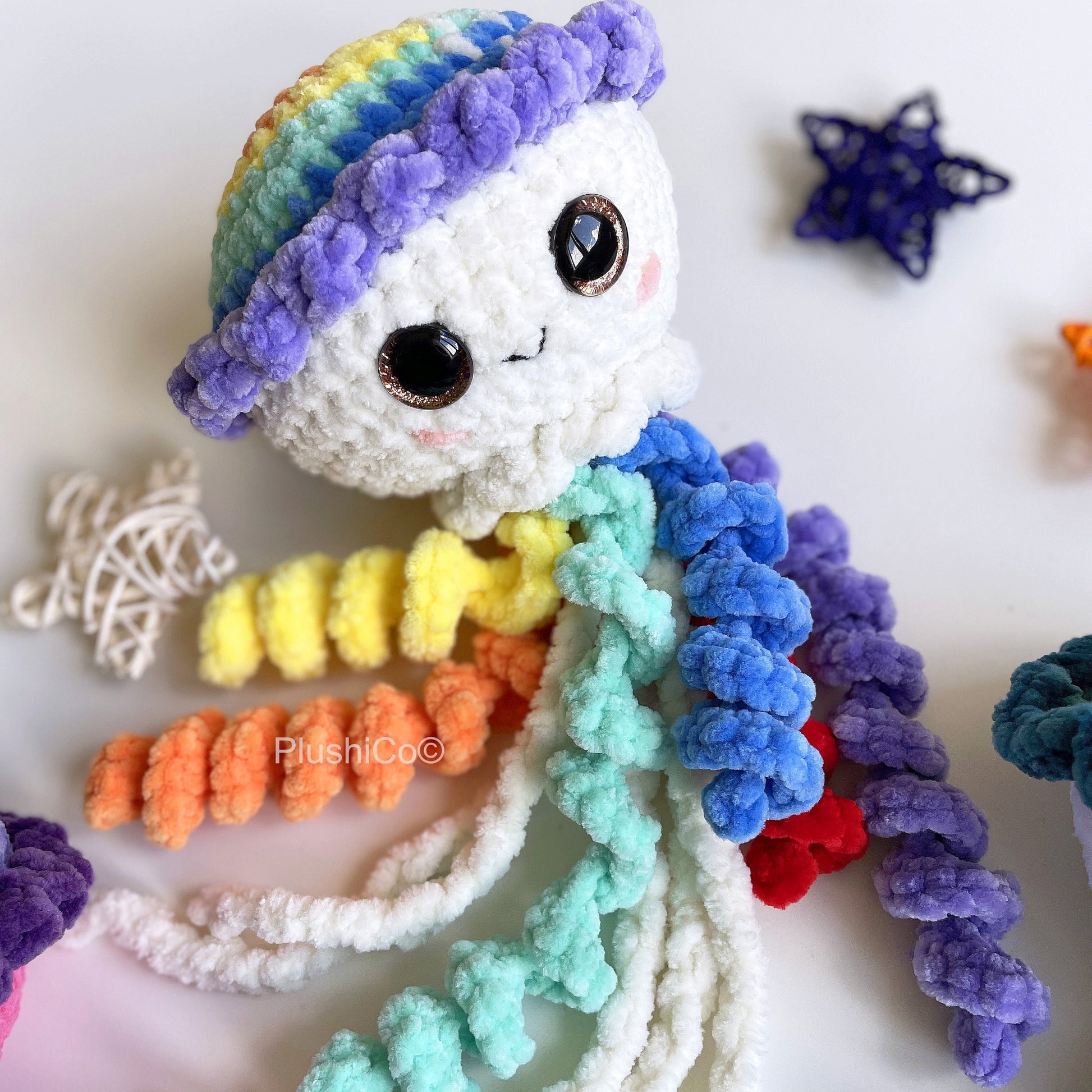 Jellyfish CROCHET PATTERN, No SEW Amigurumi, Plush Kawaii Under the sea creature, Cute Baby Animal  Toy, Easy Pdf Tutorial for Beginners