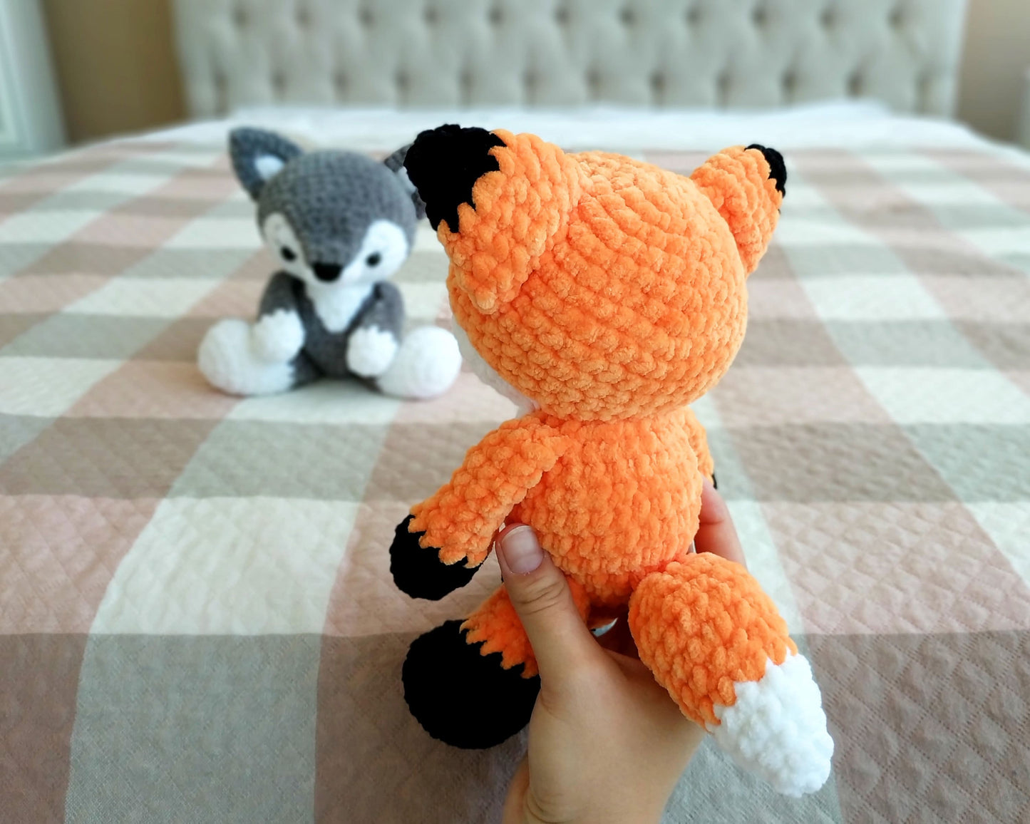 Wolf & Fox CROCHET PATTERNS, Amigurumi Woodland Animals PDF, Cute Plushies, Stuffed Baby Toy Tutorial, Chunky Plush Yarn Nursery Decor