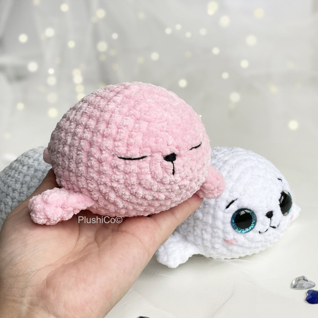 Seal CROCHET PATTERNS 2in1 bundle, Mom & Baby Amigurumi Sea creatures, Manatee Stuffed Animal Plush Toy, Easy Crochet Beginner Tutorial PDF
