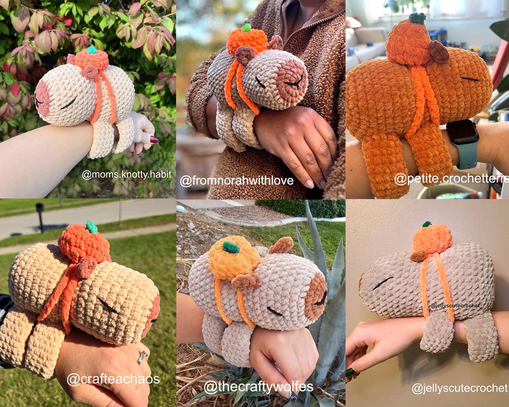 Capybara Slap Bracelet CROCHET PATTERN, Low Sew Amigurumi Plushie, Interactive Kid Accessory, Easy PDF Tutorial,Cute Blanket Yarn Animal Toy