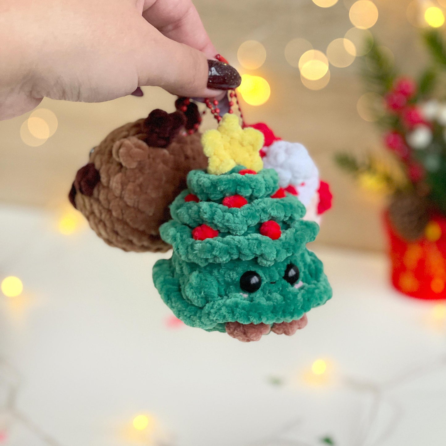 Christmas Crochet Keychain Patterns 3-in-1 – Low/No Sew