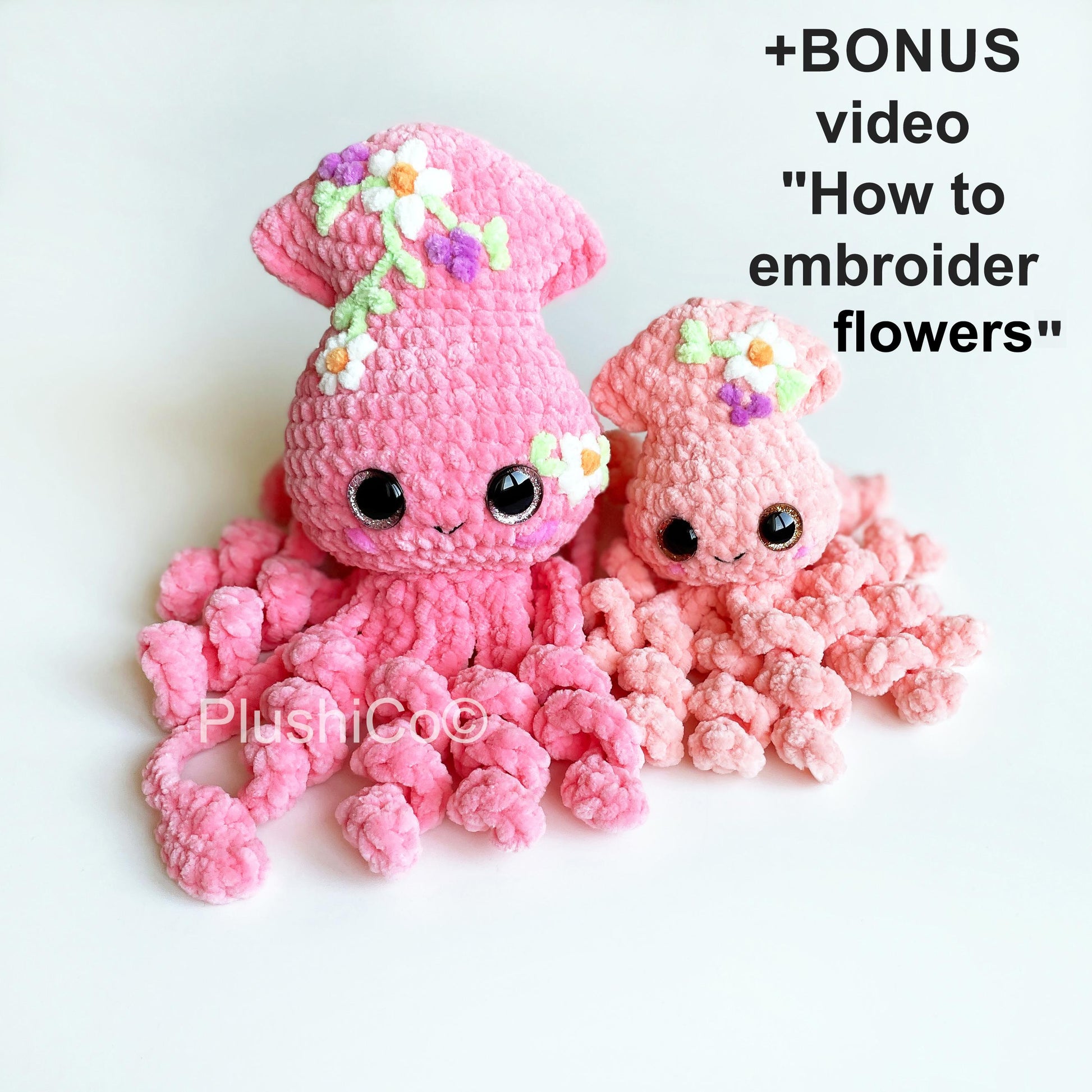 Squid CROCHET PATTERN, Amigurumi 2in1 No Sew PDF, Octopus plush Kawaii Stuffed Animal, Plushie Baby Toy, Easy Crochet Tutorial for Beginners
